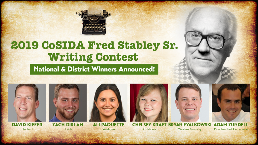 National and District Winners Announced for the 2018-19 CoSIDA Fred Stabley, Sr. Writing Contest